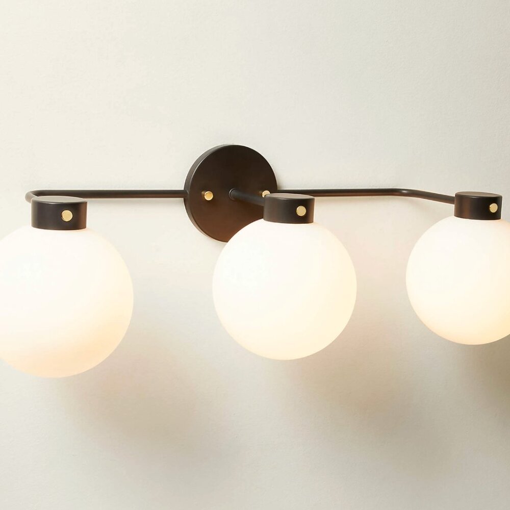 TWO Marra 3-Light Matte Black Globe Vanity Lights